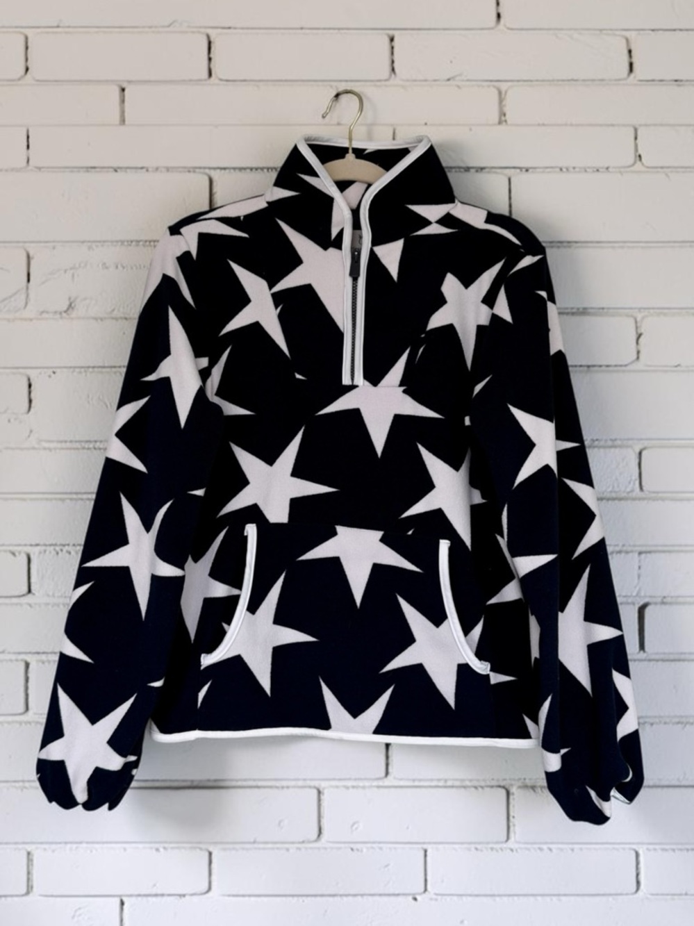 903 Dudley Stephens Skylark Pullover Navy Blue White Star Terry Fleece XS NWOT